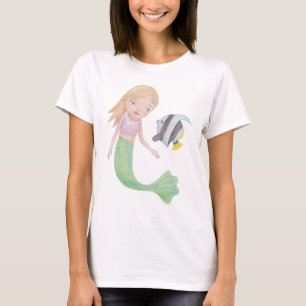 T-shirt Amant d'océan d'art de poissons de fille de sirè