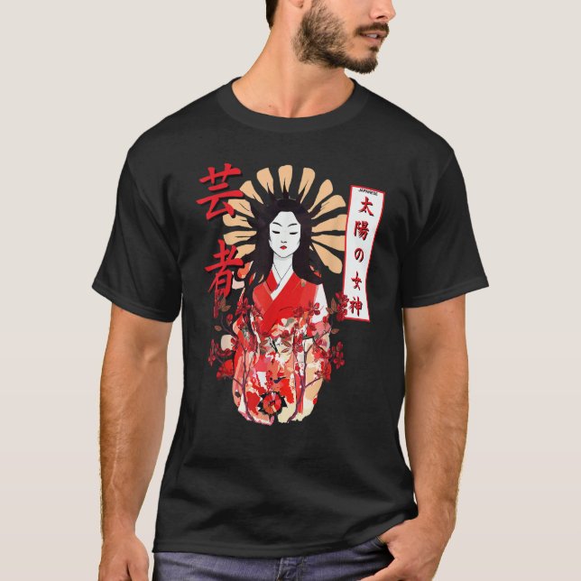 T-shirt Amaterasu Omikami Cherry Blossom Sun Goddess (Devant)