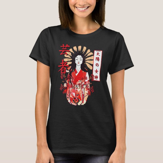 T-shirt Amaterasu Omikami Cherry Blossom Sun Goddess (Devant)