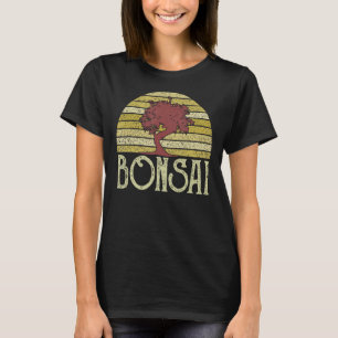 T-shirt Amateur d'arbre Bonsaï de soleil couchant rétro ja