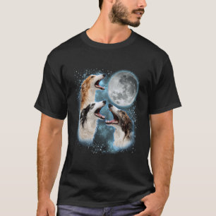 T-shirt Amateur de Barzoï Galaxie Lune Amoureux de Chien M