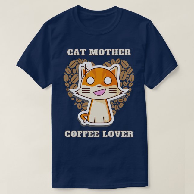 T-shirt Amateur de café mère chat 202 (Design devant)