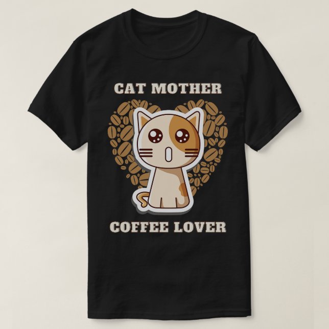 T-shirt Amateur de café mère chat 207 (Design devant)
