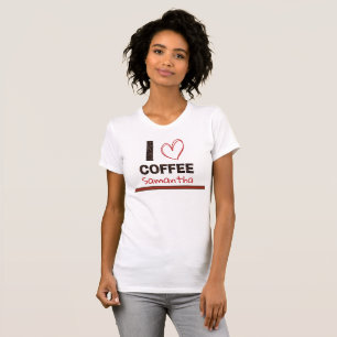 T-shirt Amateur de café Nom personnalisé Design de grain d