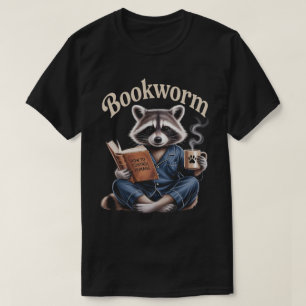 T-shirt Amateur de café raton laveur de livres   Lecteur d