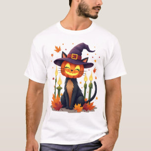 T-shirt Amateur de chat drôle avec tête de citrouille Hall