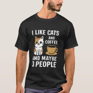 T-shirt Amateur de chat et de café Mignon J'aime les chats
