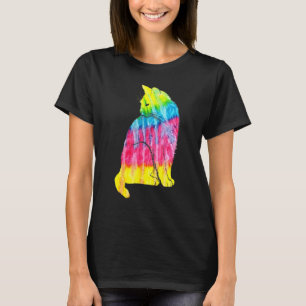 T-shirt Amateur de chat Tie Dye Félin Psychédélique Abstra