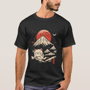 T-shirt Amateur de chaton au coucher de soleil du Mt. Fuji