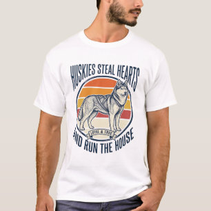 T-shirt Amateur de chien Husky Gravure vintage drôle Propr