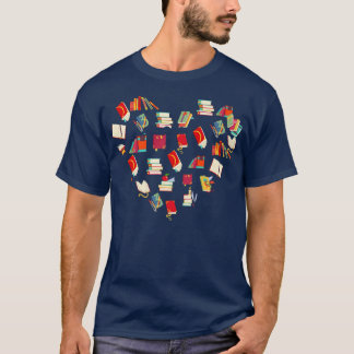 T-shirt Amateur de livre coeur, J'aime la lecture de livre