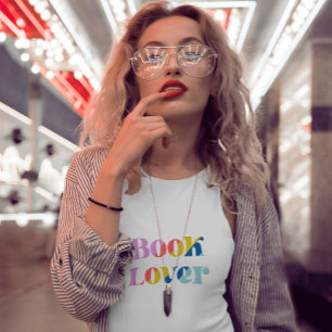 T-shirt Amateur de livres typographie rétro colorée tendan