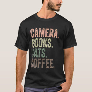 T-shirt Amateur de photographie de chats et de café Livres