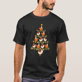 T-shirt Amateur de poulet Noël Arbre Lumineux Santa Poulet