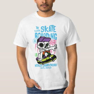 T-shirt Amateur de ski Crâne avec champ de patinage Casq