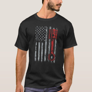 T-shirt Amateur de voitures Drapeau américain Piston Muscl