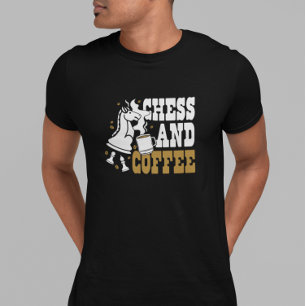 T-shirt Amateur d'échecs et de café, Art du Cavalier Cute 
