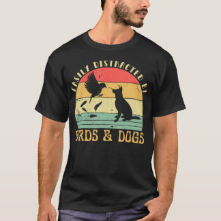 T-shirt Amateur d'oiseaux et de chiens rétro facilement di