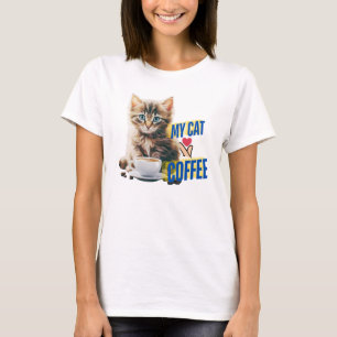 T-shirt Amateurs de café et chat