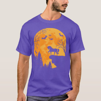 T-shirt Amateurs De Cheval Drôle Cheval Et Lune Halloween 