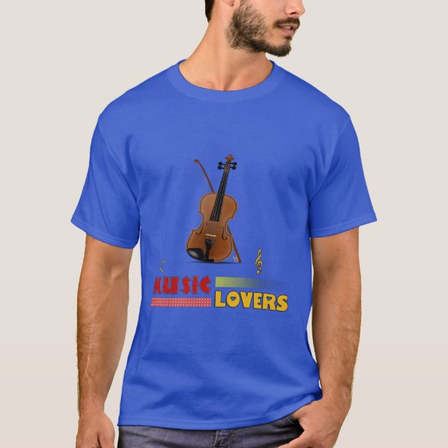 T-shirt Amateurs de musique Violon Word Art Design (Devant)