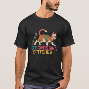 T-shirt Amateurs de point de croix broderie de chat