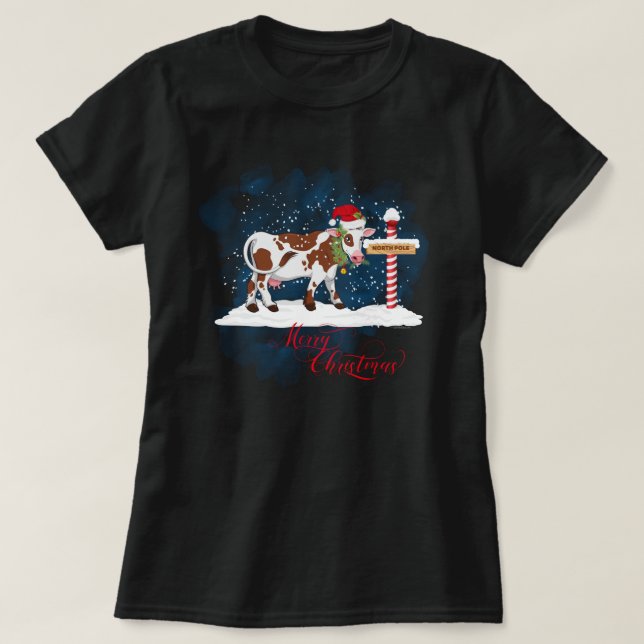 T-shirt Amateurs de vache Noël Pôle Nord (Design devant)