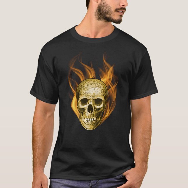 T-shirt Amazing Flaming Skull Design (Devant)