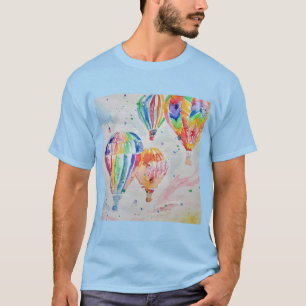 T-shirt Ambiance colorée avec ballon à air chaud Aquarelle