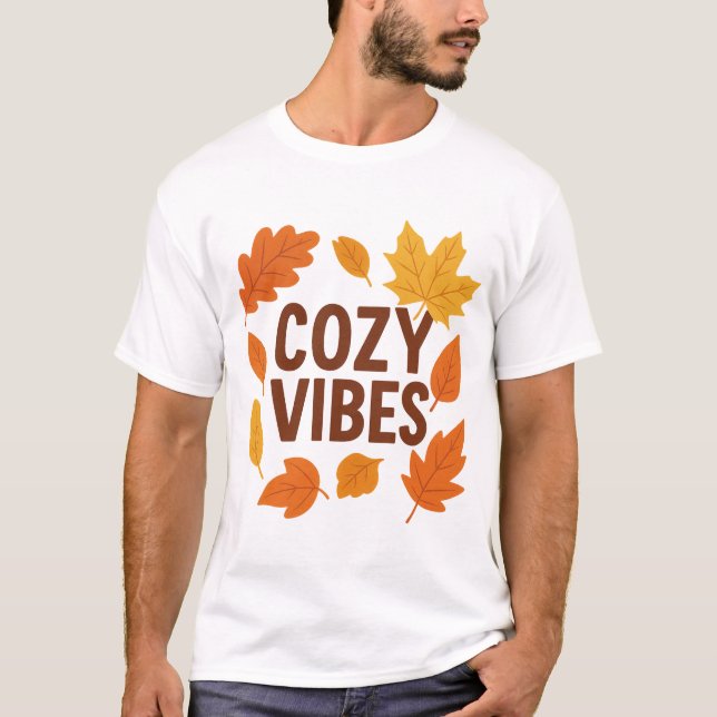 T-shirt Ambiance Cosy Automne | Feuilles Chaudes d'Automne (Devant)