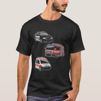 T-shirt Ambulance de camion de pompiers de police premiers