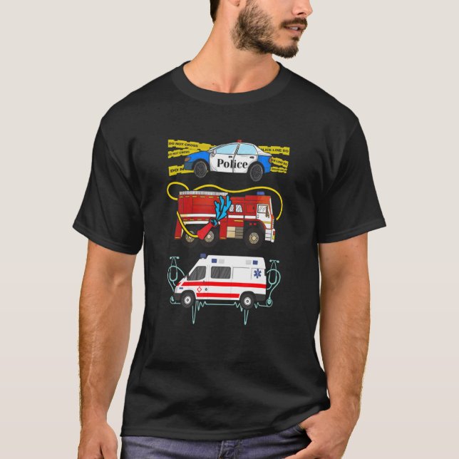 T-shirt Ambulance de camions de police premiers intervenan (Devant)