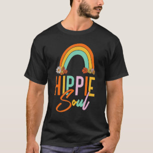 T-shirt Âme Hippie Rétro Fleurs Arc-en-Ciel 60s 70s Vegan
