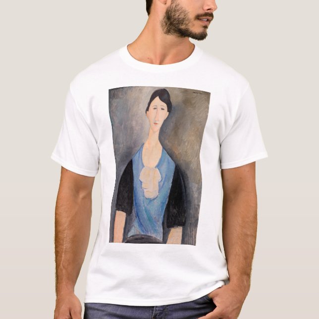 T-shirt Amedeo Modigliani - Jeune femme en bleu (Devant)