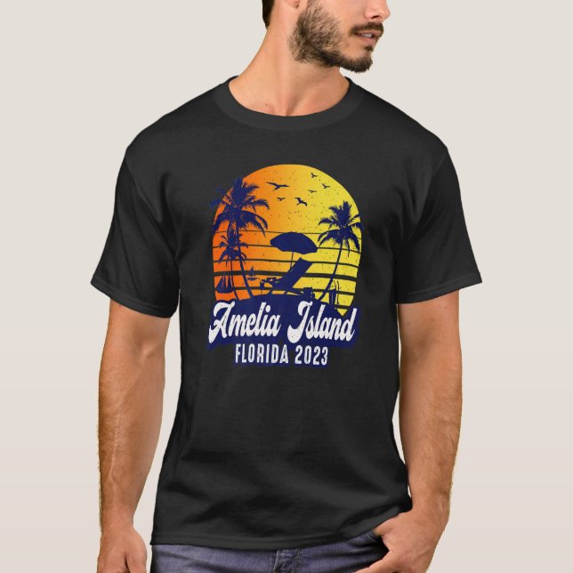 T-shirt Amelia Island 2023 Florida Sunset Beach Retro Prem (Devant)
