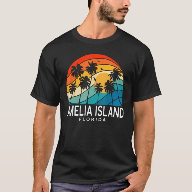 T-shirt Amelia Island Florida Palm Tree Tropical Beach Sou (Devant)