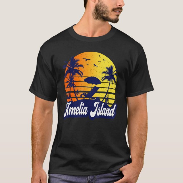 T-shirt Amelia Island Florida Sunset Beach Retro (Devant)