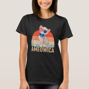 T-shirt Ameowica Femmes Vintage 4 juillet Chat Enfants Ret