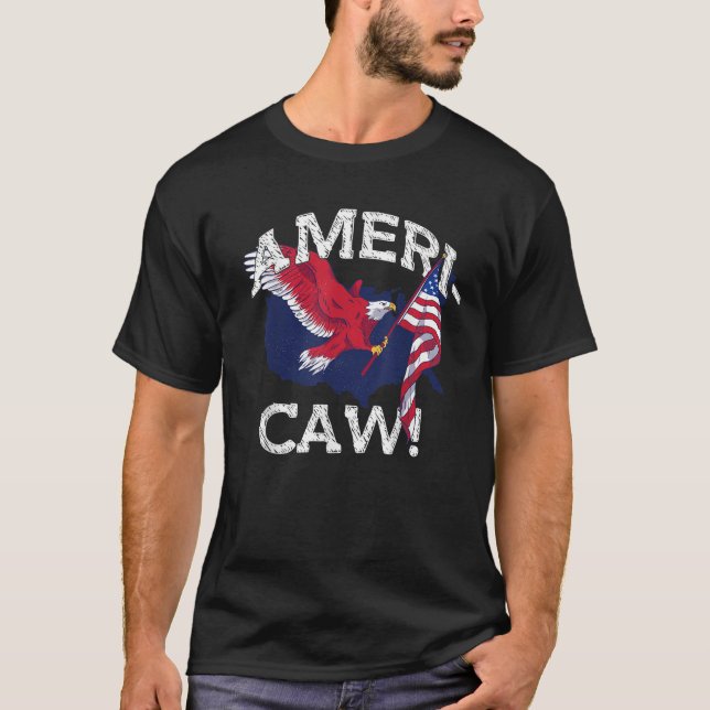 T-shirt AMERI CAW Eagle America Mème USA 4 juillet (Devant)