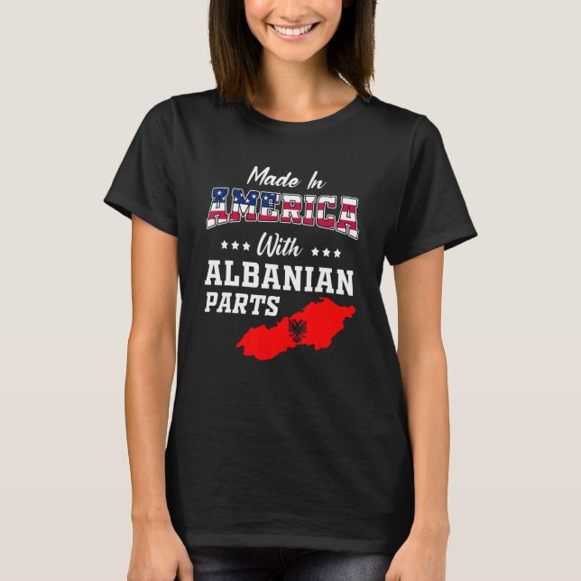 T-shirt America Albanian Parts Albania Map USA Flag Ancest (Devant)