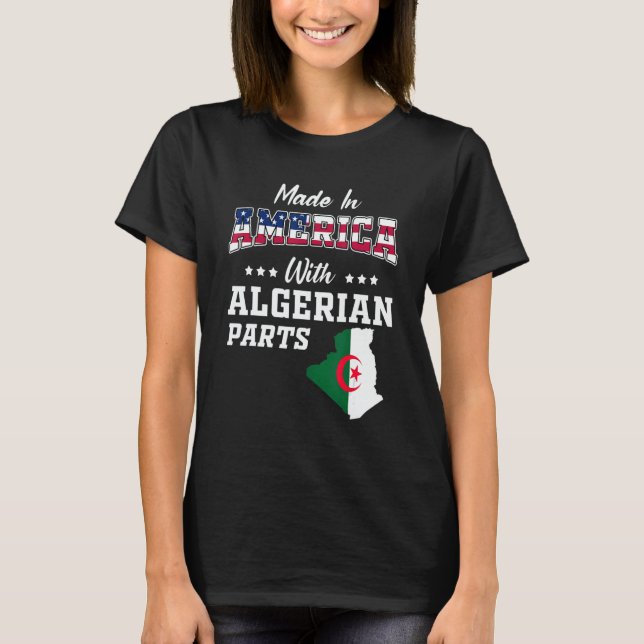 T-shirt America Algerian Parts Algeria Map USA Flag Ancest (Devant)