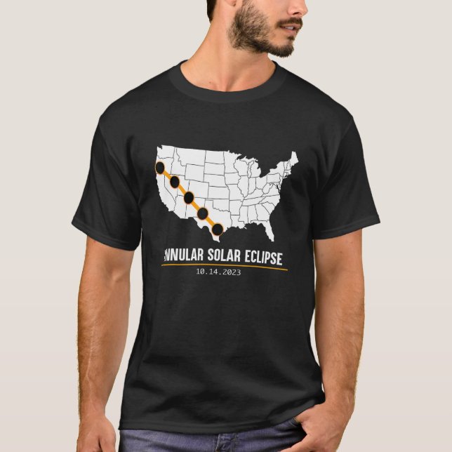 T-shirt America Annular Solar Eclipse Shirt Map USA 2023 S (Devant)