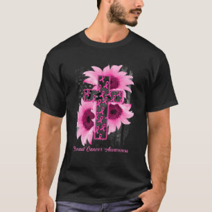 T-shirt America Drapeau Christian Cross Ribbon Cancer du s