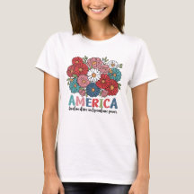 America Floral Patriotic Retro Flower Design