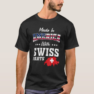 T-shirt America Swiss Parts Suisse Carte USA Flag Rots