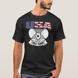 T-shirt America Table Tennis USA Drapeau Support Pong T