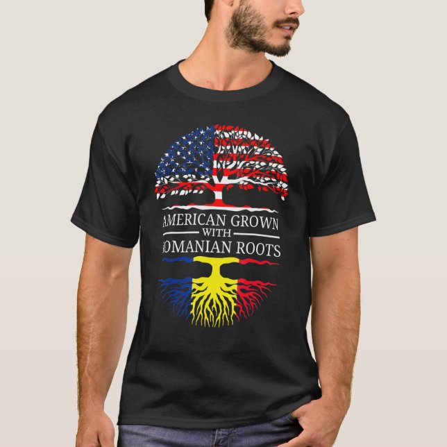 T-shirt Américain Cultivé Avec Des Racines Roumaines Usa D (Devant)