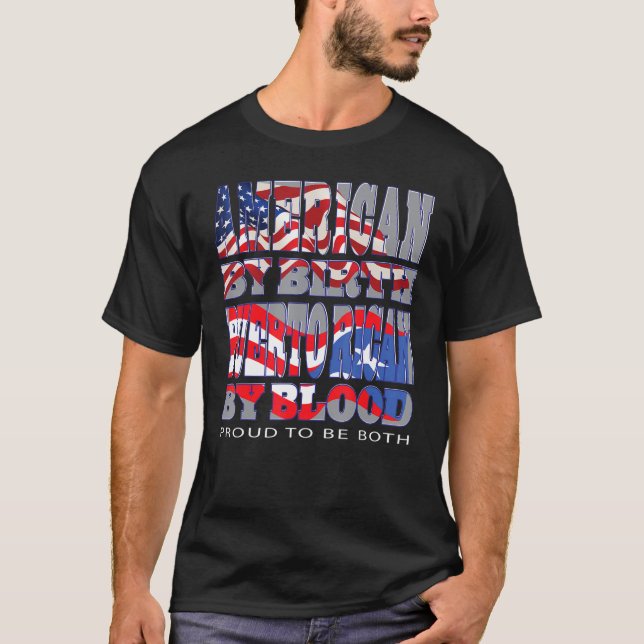 T-shirt Américain De Naissance Porto-Rican De Sang Fier De (Devant)
