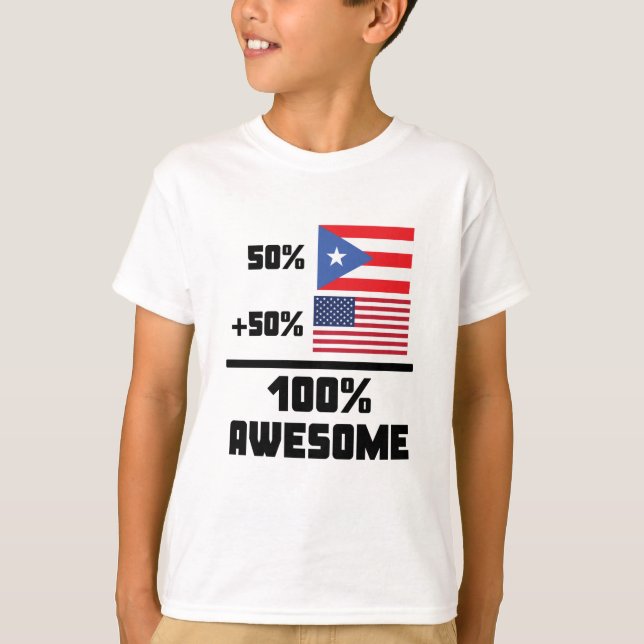 T-shirt Américain du Portoricain 50% de 50% 100% (Devant)