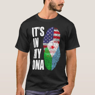 T-shirt Américain Et Djiboutien Mix Adn Drapeau Patrimoine